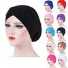 Women Indian Stretchable Beading Turban Hat Head Wrap Hijab Cap  Chemo Hat