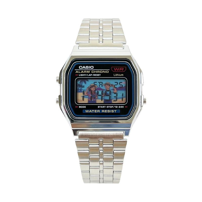 Casio Индивидуальные часы модифицированная серия студенческие ретро классические маленькие квадратные модные спортивные водонепроницаемые кварцевые стальной ремешок sa A159WA-N1D