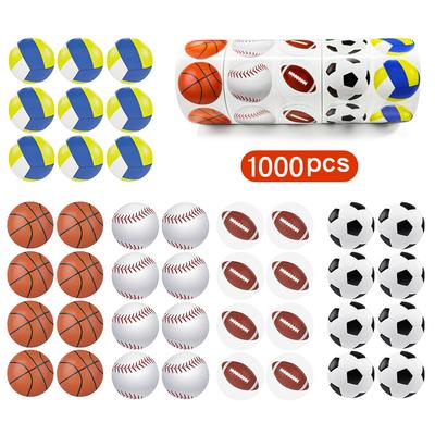 1000 наклеек/штука, 1 дюйм, Футбол, Баскетбол, Игры с мячом, Школьные наградные наклейки, Наклейки для украшения спортивной вечеринки, Наклейки на спортивную тематику