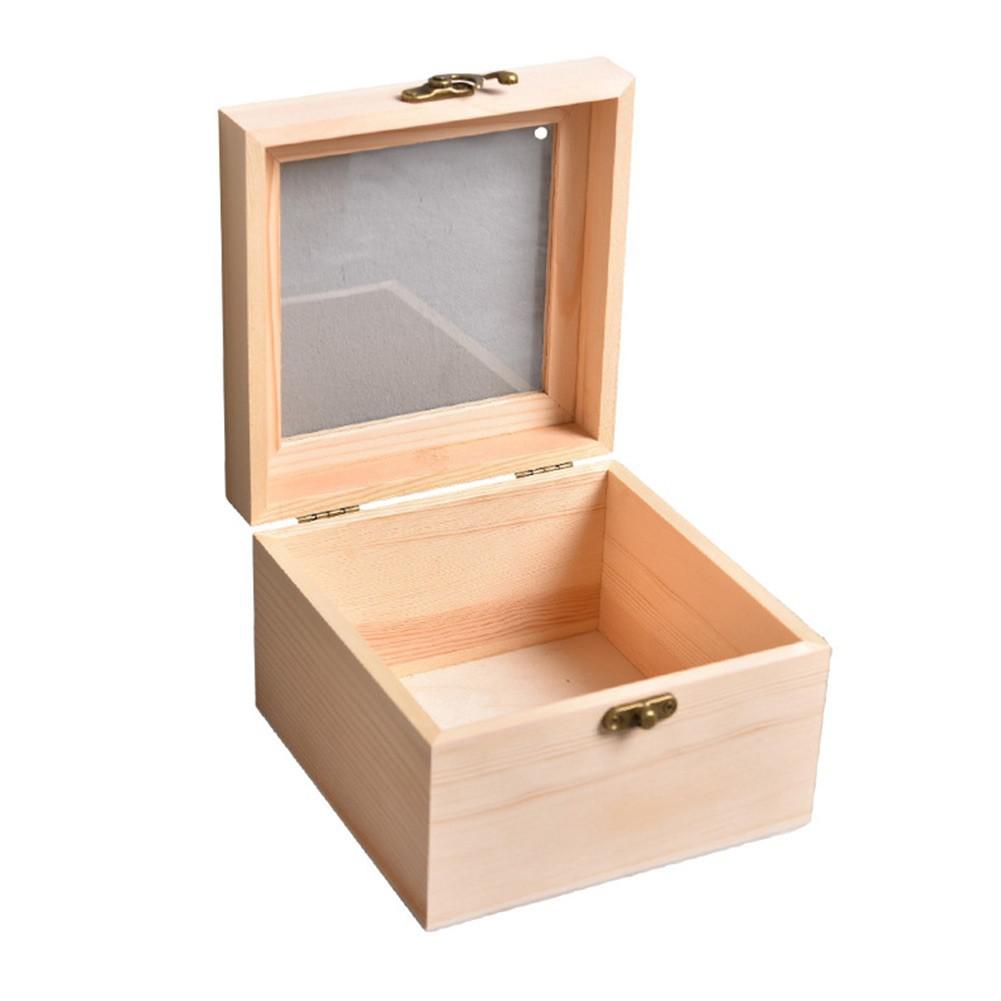 Personalizable Wooden Square Box for Crafts Gifts and Jewelry Storage