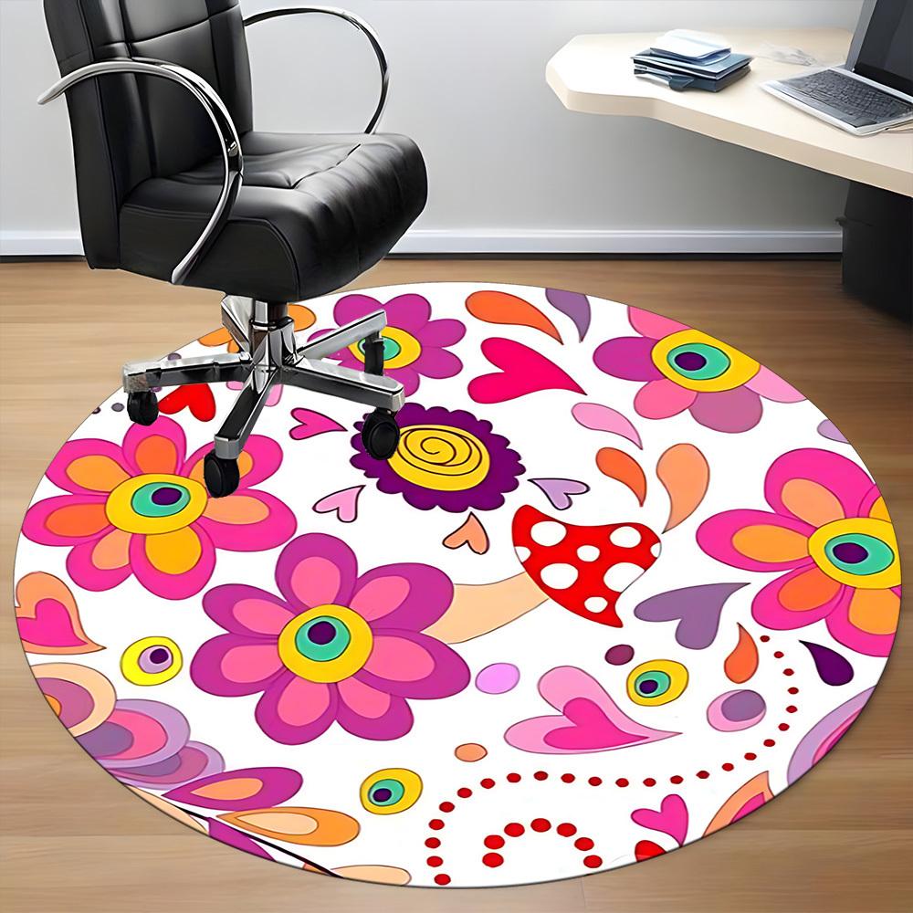 1pc Flower Mandala Carpet for Office Non-Slip, Round Carpet, Soft & Comfortable, Carpet for Office, Lightweight Round Floor Mat