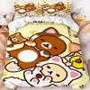 Rilakkuma Рожок для мороженого Мультяшный Комплект постельного белья Милый Принт с Медведем Пододеяльник Наволочка Мягкое Каваи Спальня Постельное белье