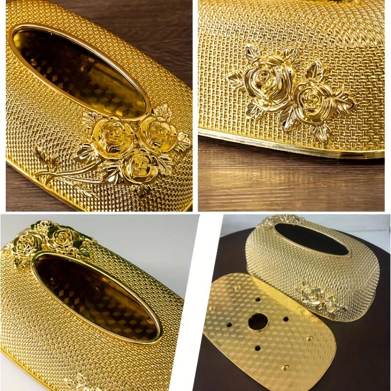 Luxury Rose Tissue Box for Home Living Room Restaurant Coffee Table Desktop Storage Light High Value Tissue Box