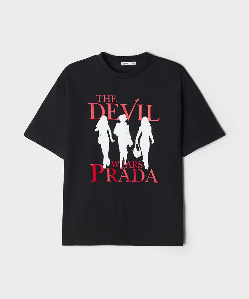 Seupao [Дьявол носит Prada] Футболка с коротким рукавом (черный)_Sprlg25U17