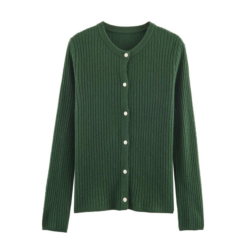 Casual Round Neck Long Sleeve Knit Cardigan Women Men Slim Fit Multi Color 2025
