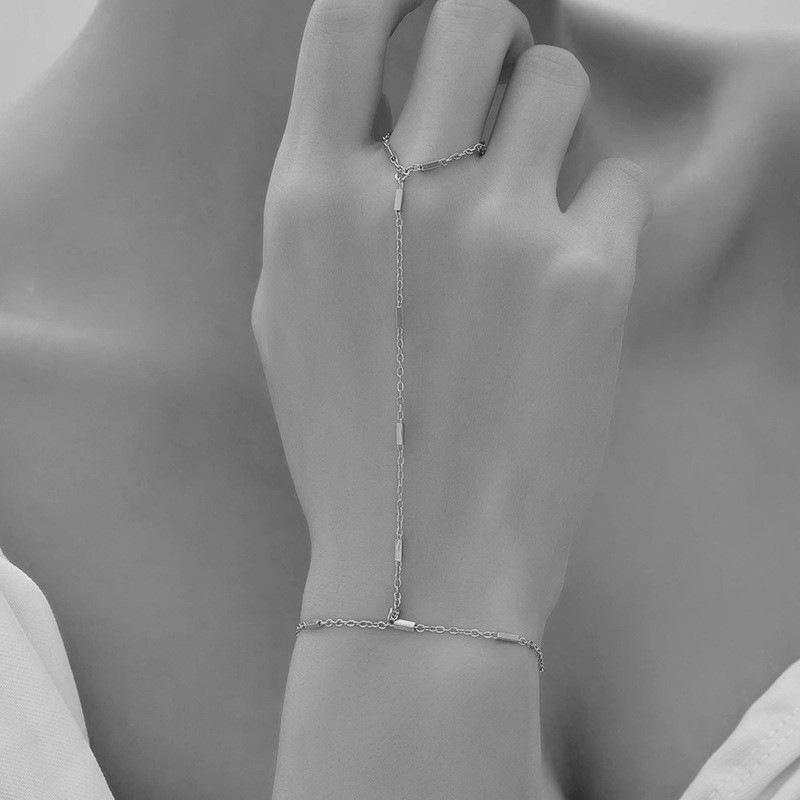 Кольцо и браслет Retro Love Chain Ring & Bracelet - Креативные европейские и американские ювелирные изделия с нишевым дизайном