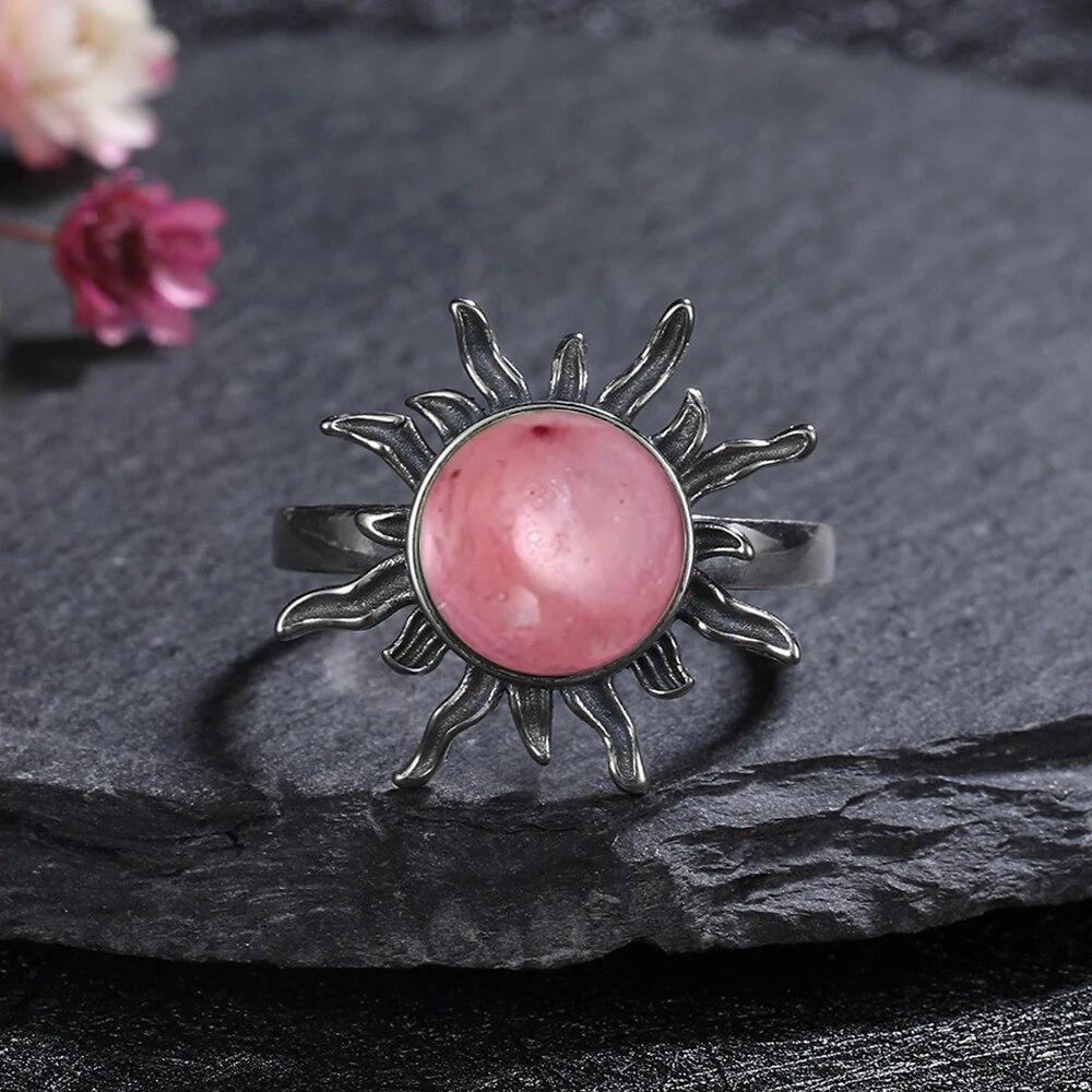 Round 10mm Labradorite Rings for Women Vintage Ring Finger Ring Retro Rings Jewelry Party Gift