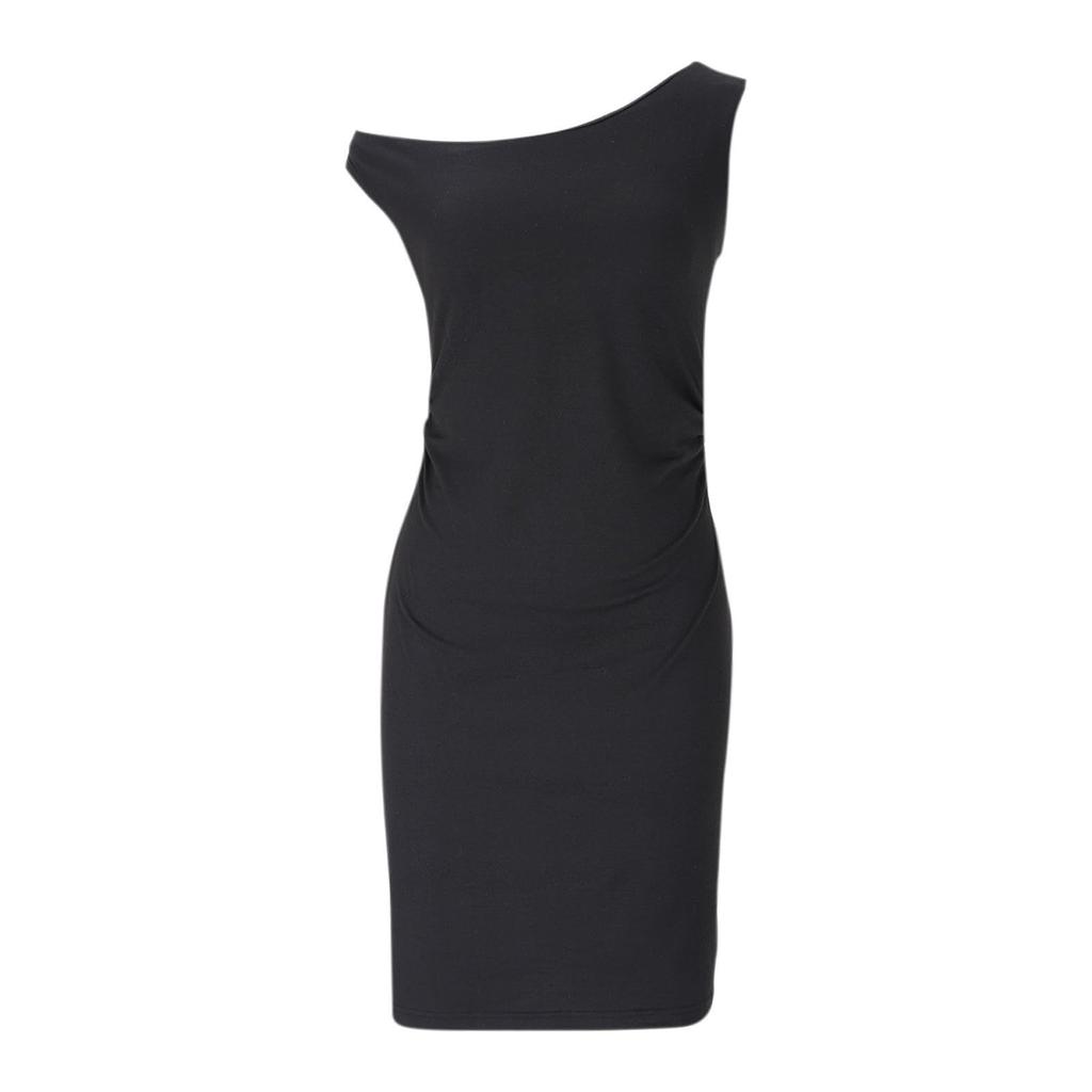 Женское модное сексуальное однотонное платье без бретелек с плиссировкой на талии, без рукавов, облегающее бедра