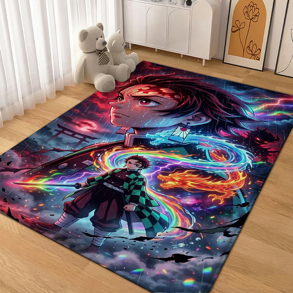 Cute Demon Slayer Chibi Collection Patterned Rug Soundproof Noisereducing Carpet For Living Room Hallway Balcony Home Party Decor Great Holiday Gift