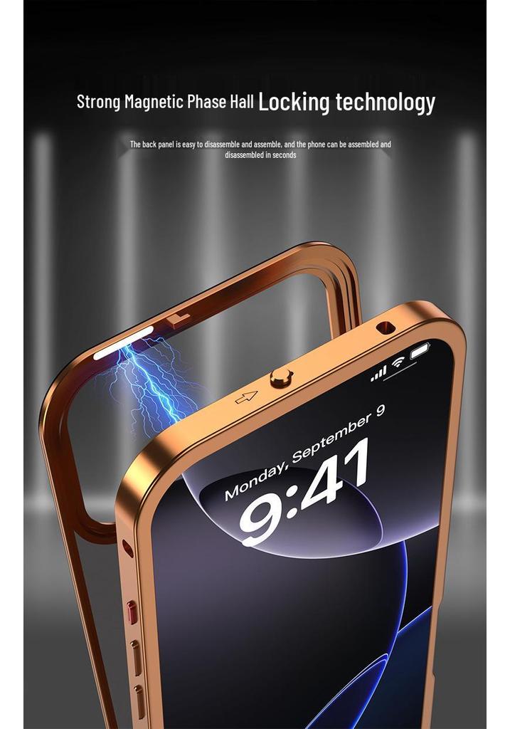 Магнитный металлокаркасный чехол-накладка с теплоотводом для iPhone 15 Pro