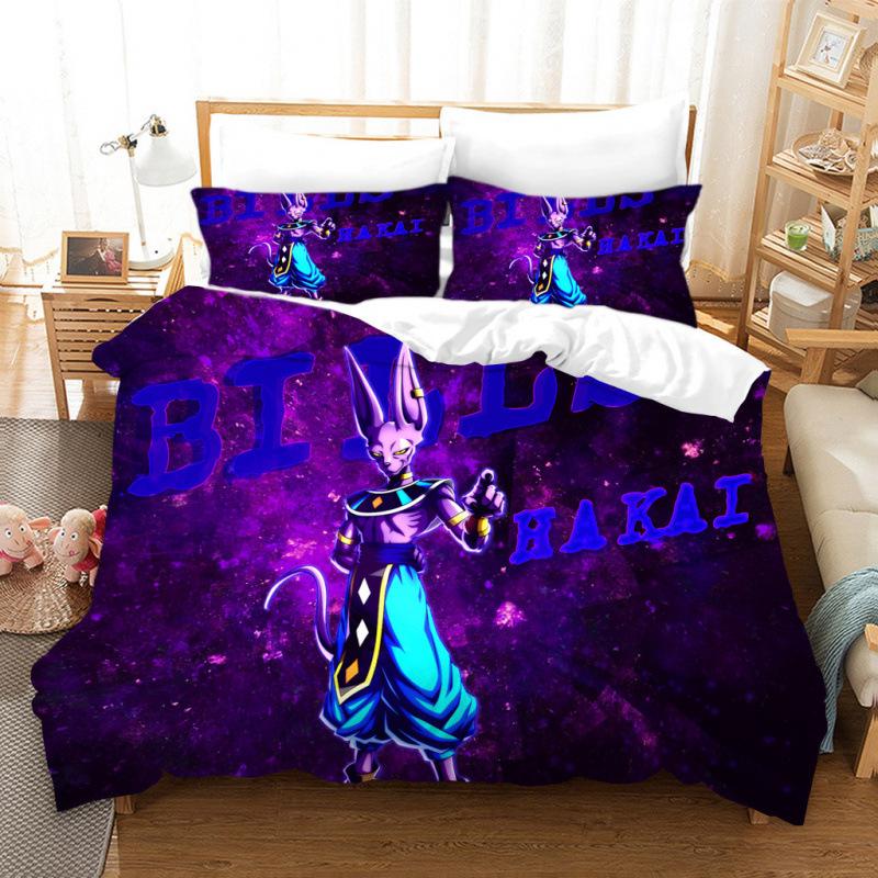 3D Cartoon Anime Digital Printing Dragon Ball Peripheral Bedding Duvet Cover Three Piece Set Decorative Bed Sheet Pillowcase
