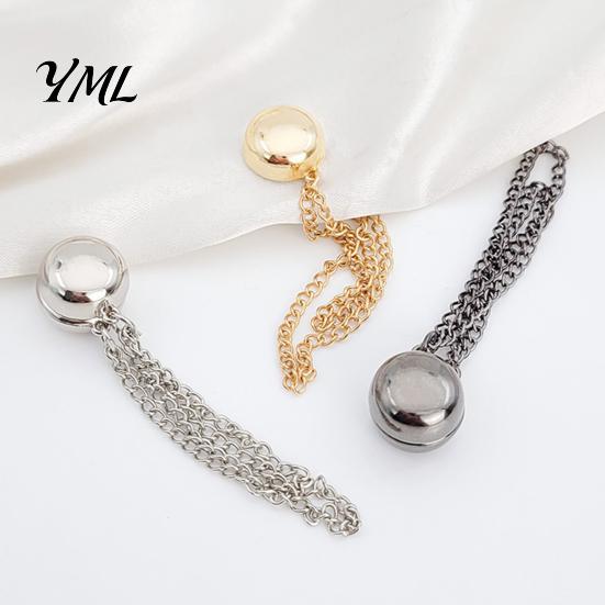 T-shirt Hem Clip 2Pcs Magnetic Clothing Pin for Shortening Pants Legs, Button Legs Shirt Sleeves Hems, Clothes Decorative with Chain Quick Adjustment