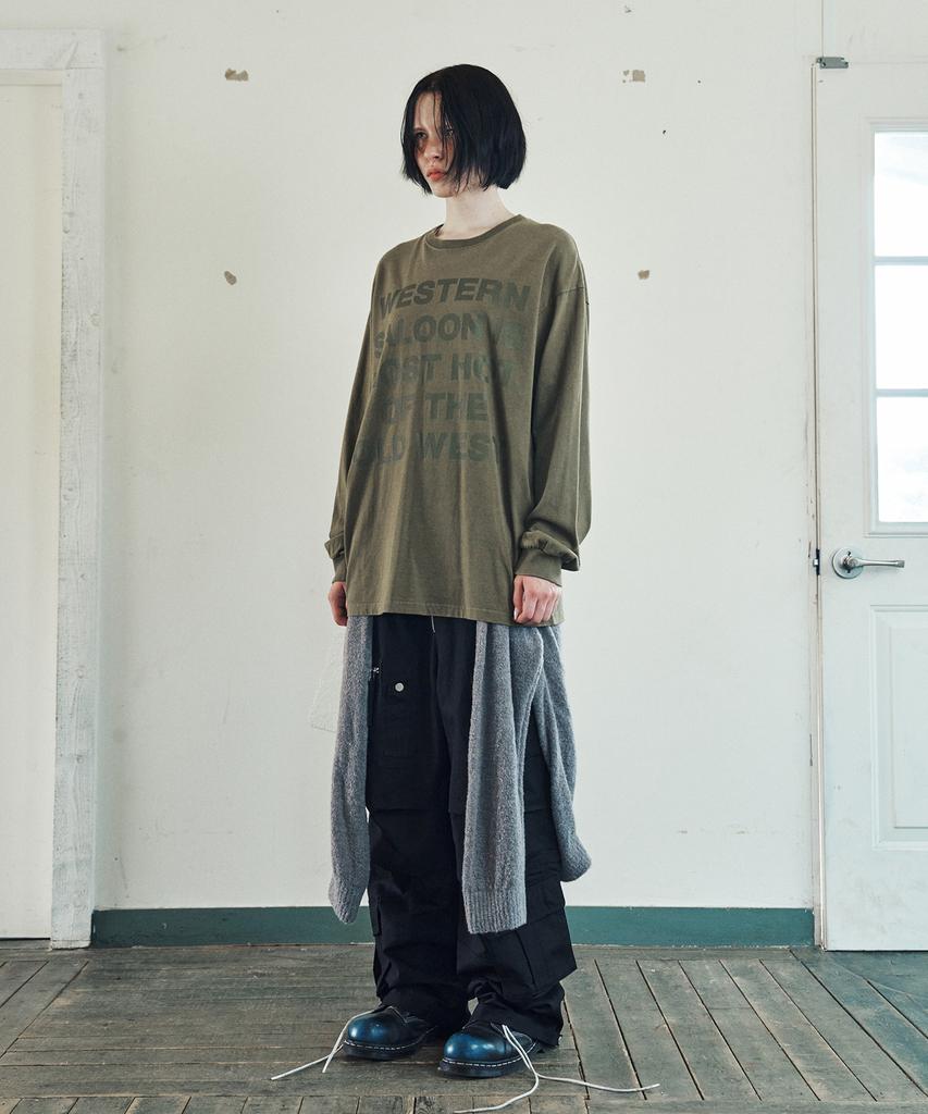 THEVINYLHOUSE Old West Typo Ls Tee Olive