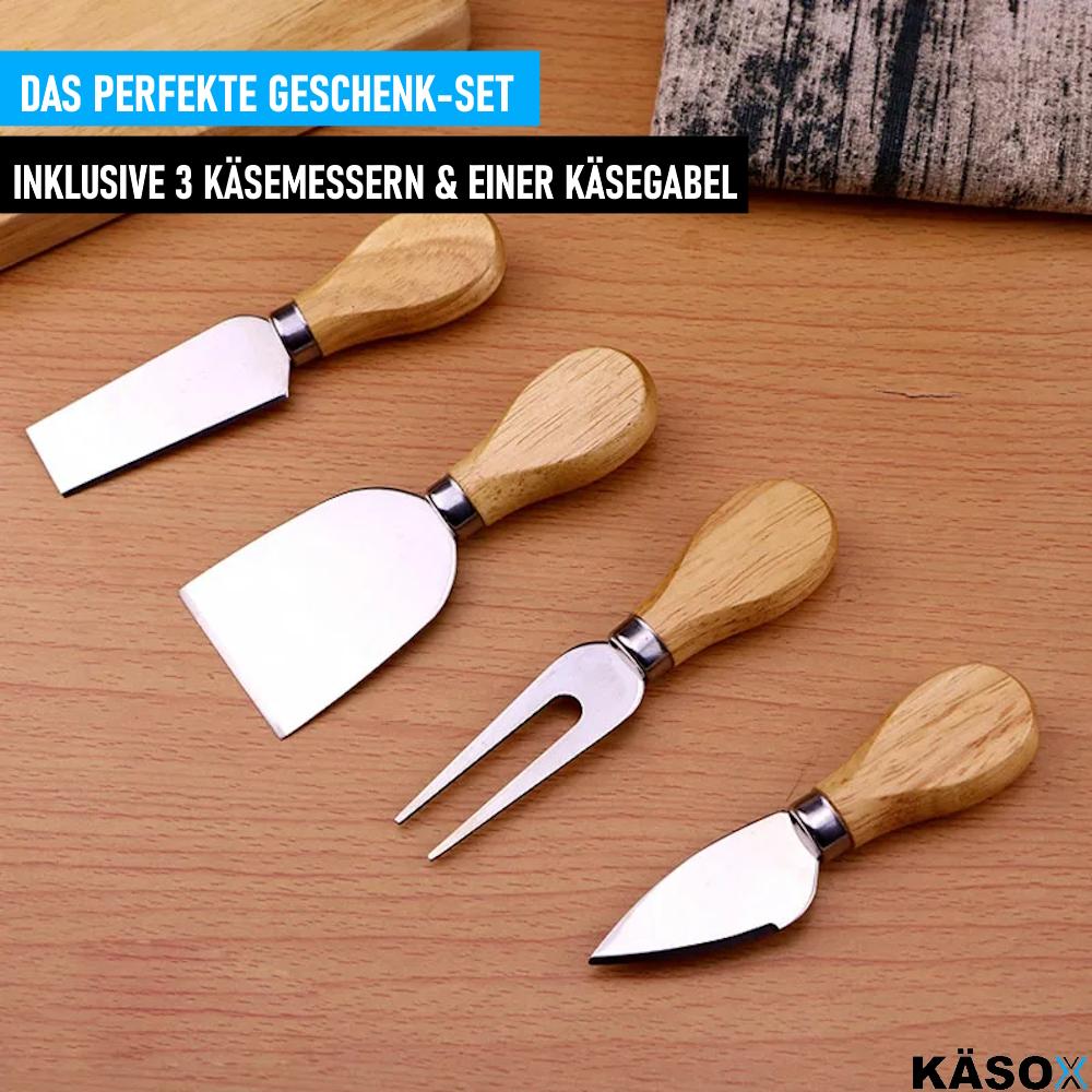 KÄSOX Cheese Knife Set with Wooden Handle Slicer Fork Shovel Soft Cheese Knife Hard Cheese