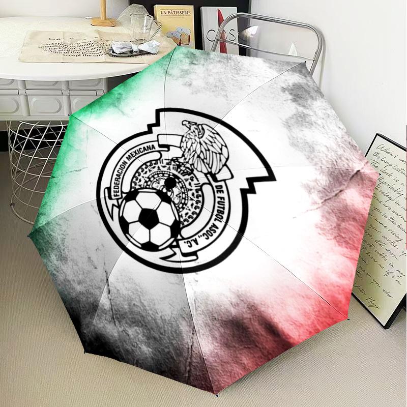 1PC Mexico Football Team Emblem Printed Umbrella Folding umbrella, automatic umbrella 8-Frame for Travel, camping Fan gifts Christmas Gifts