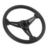 Car Steering Wheel Racing Style PU Leather 14in Universal Fit for 6 Hole Steering Wheel Hub Adapter Black