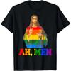Футболка с изображением радужного флага Jesus LGBT Ah Men Gay Pride для мужчин и женщин, графические футболки для мужчин, одежда из хлопка