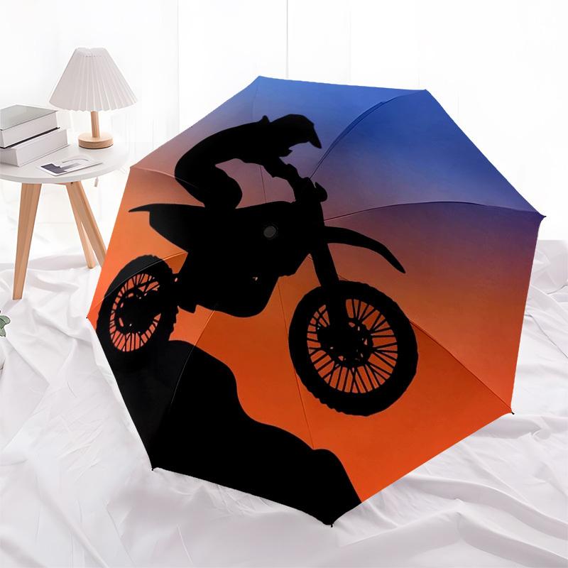 1pc Motorcycle Sunset Themed High-quality Umbrella,Automatic Opening and Closing Umbrella,Multi-functional Umbrella G0811050