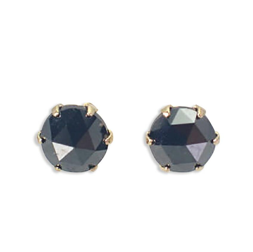 [New] K18 Black Diamond Stud Earrings [i11-2]