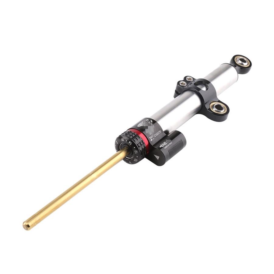 Black+Silver Lengthened Motorbike Steering Damper Stabilizer CNC Aluminum 34.2cm