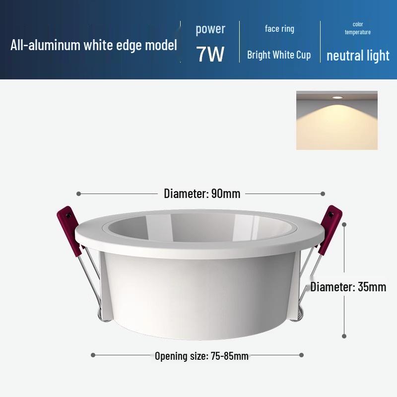 Ultra-Thin Anti-Glare Deep Cup Recessed Downlight for Living Room Ceiling