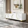 TV Cabinet, Lowboard with Structured Doors, TV Furniture with Drawers, Open Compartments, Golden Handles and Golden Feet.[OLD SKU: WF530901902WAA]