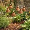 Rusted Iron Flower Outdoor Stake Weather Resistant Curved Petal Stake  Walkway Landscape