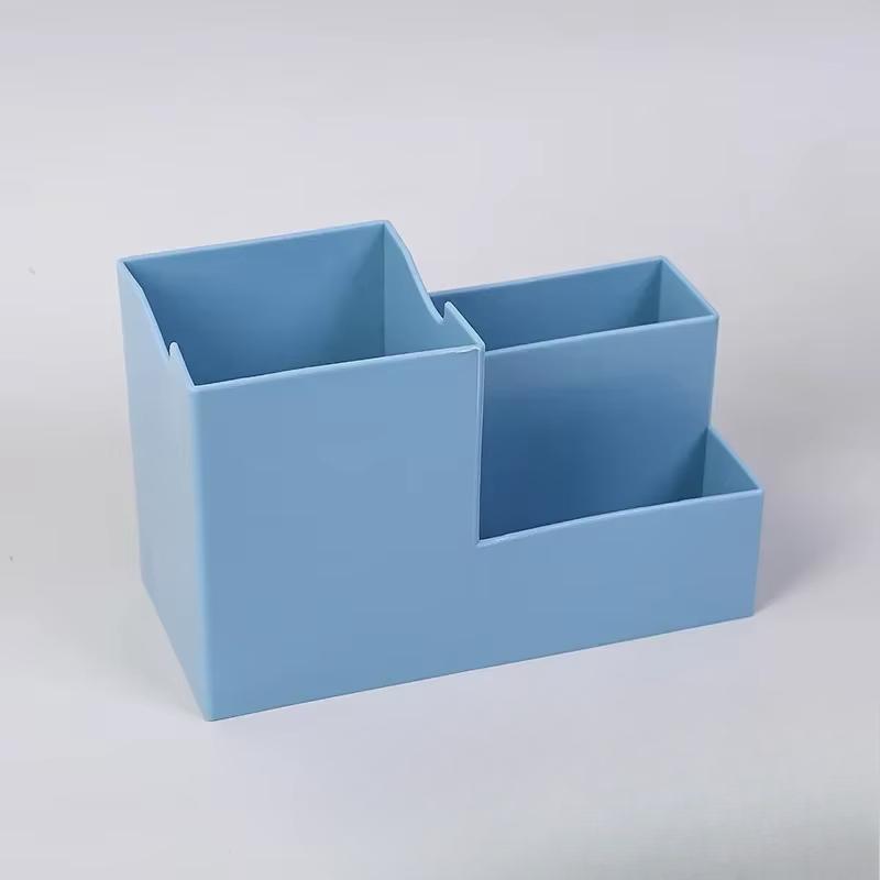 Solid Color Simple Stationery Pen Holder Desktop Storage Box Phone Holder Miscellaneous Compartment Large Capacity Office Supply