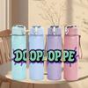 1PC Dope Purple Graffiti Letter 750ml Color Plastic Sports Water Bottle Leakproof Flip Straw Lid Suitable for Sports Office Home Use