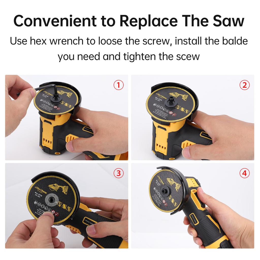 Ручная угловая шлифовальная машина 21 В Беспроводная машина для резки и полировки с перезаряжаемой батареей 19500 об/мин/мин МИНИ плиткорез