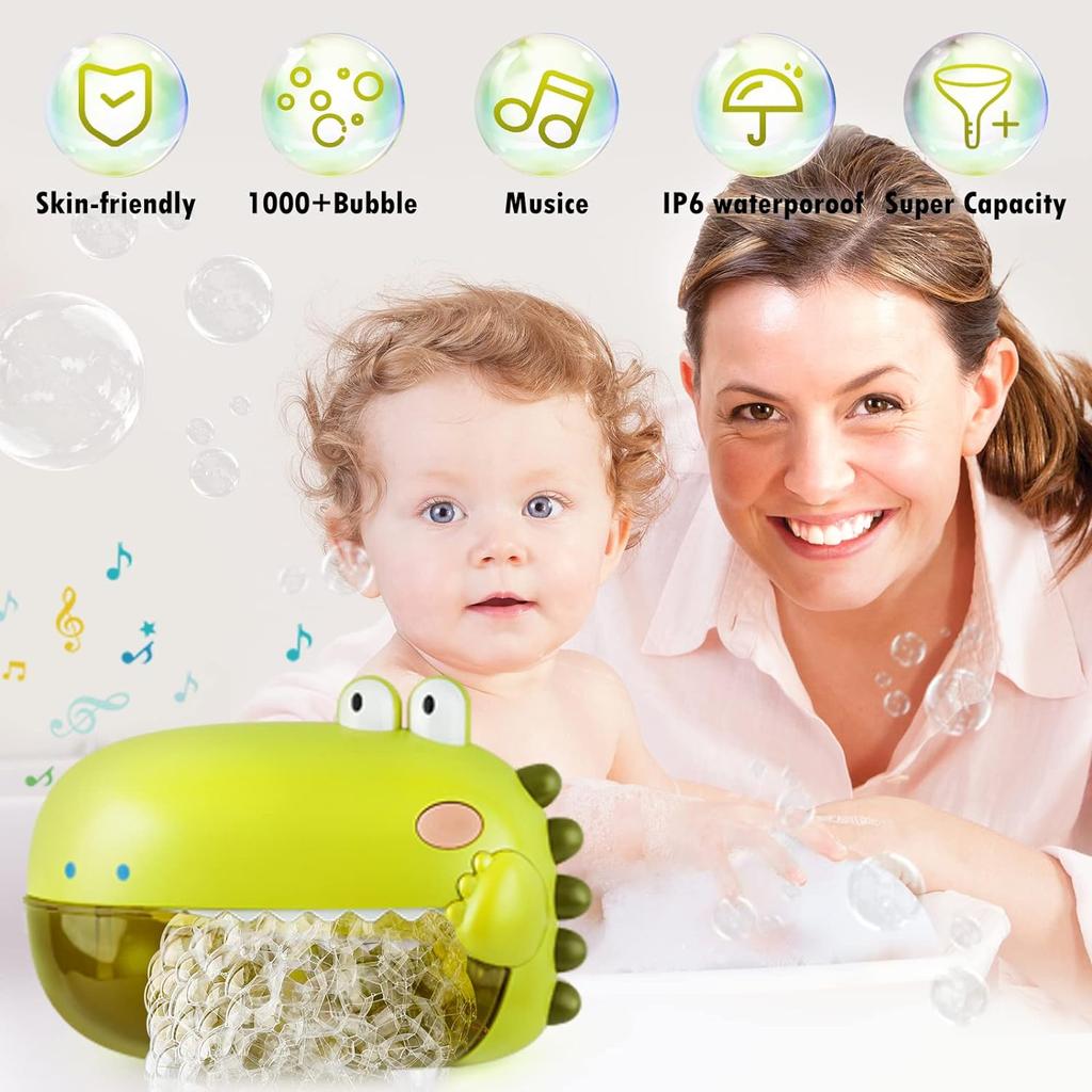 Bath Toy, Foam Machine Bath with Music, Dinosaur Bath Toy Baby with 1000+ Bubbles Per Minute