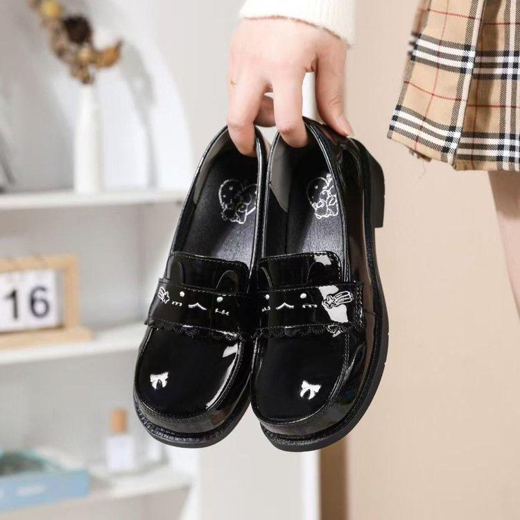 Black Thick Heel Platform College Uniform Small Leather Shoes Women's Autumn New French Heightening Mary Jane Shoes Short Single Shoes