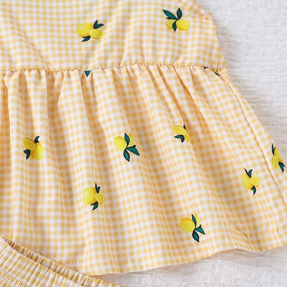 Sleeveless Camisole Shorts Set Peplum Hem Gingham Outfit Lightweight Summer Clothes Outdoor Play