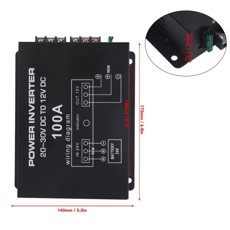 DC 24V To 12V Step Down Converter Voltage Reducer Converter With Temperature Control For Cars Trucks RVS SUVs Buses 100A