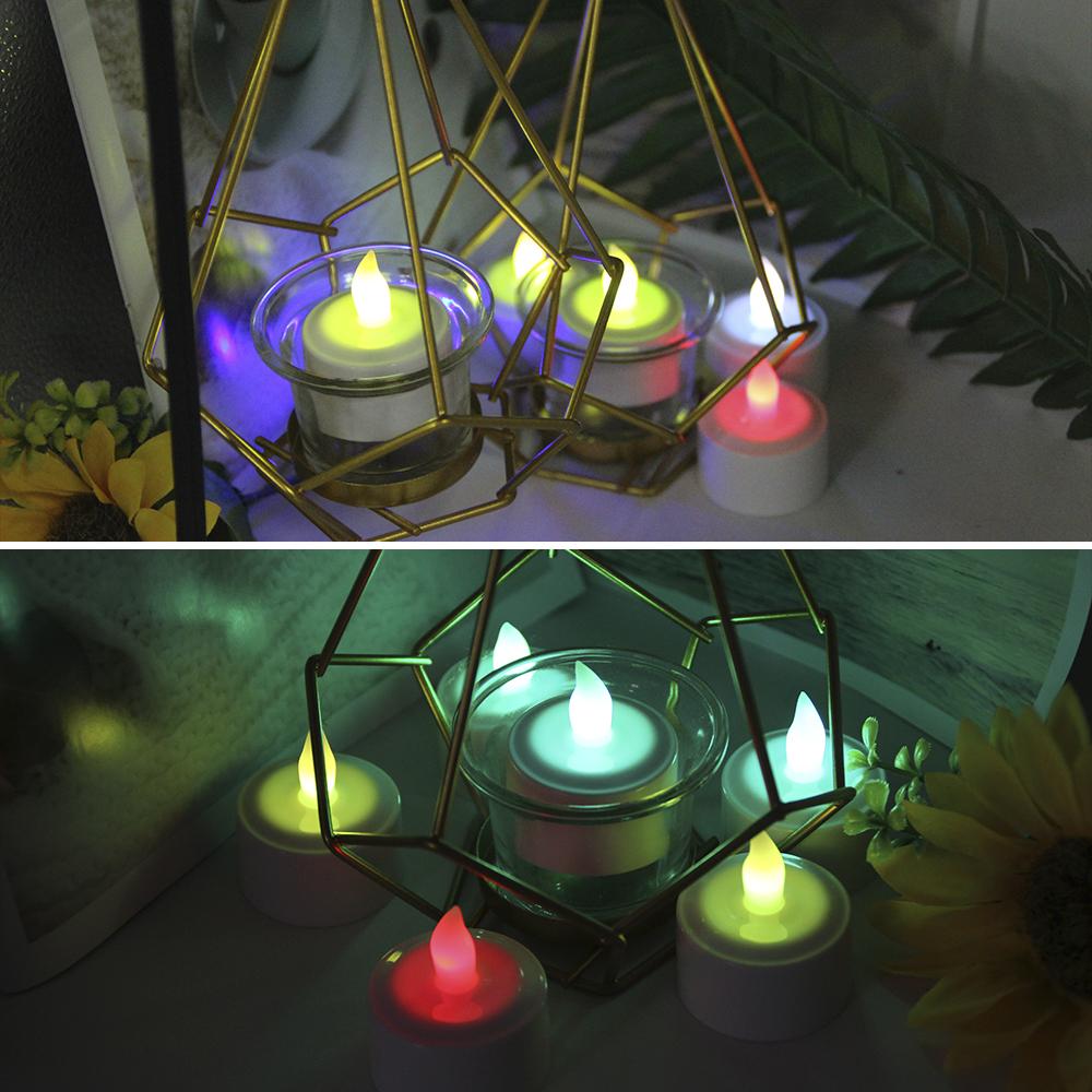 12 PCS Flameless Candles Realistic LED Cordless Tealight Candles 6 Colors Changing with Frosted