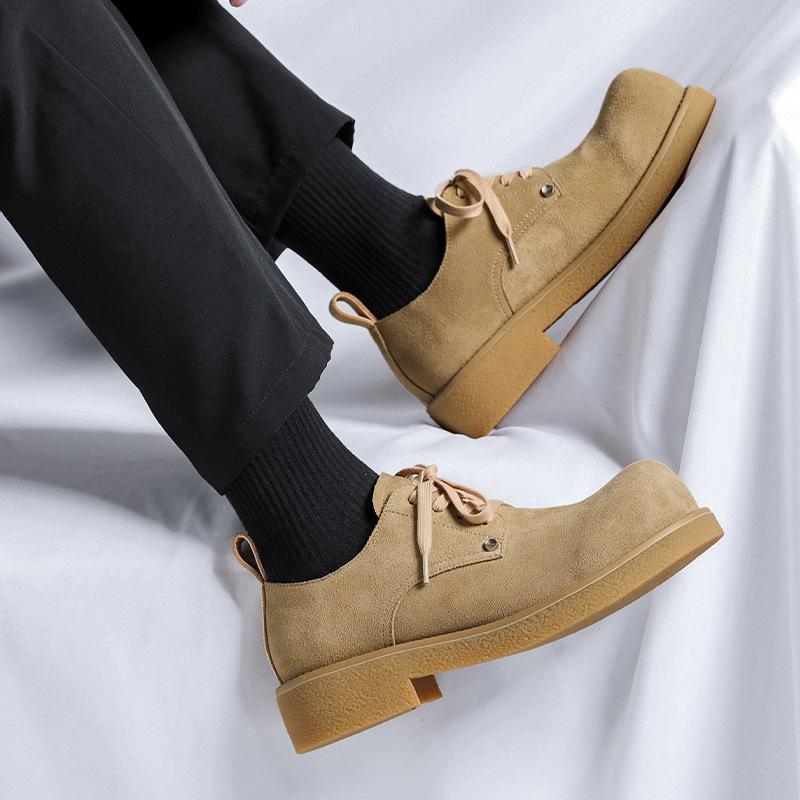 Осенние и зимние кожаные туфли мужские универсальные корейские версии повседневной обуви модные британские туфли с большой головкой из замши мужские туфли 24227-R