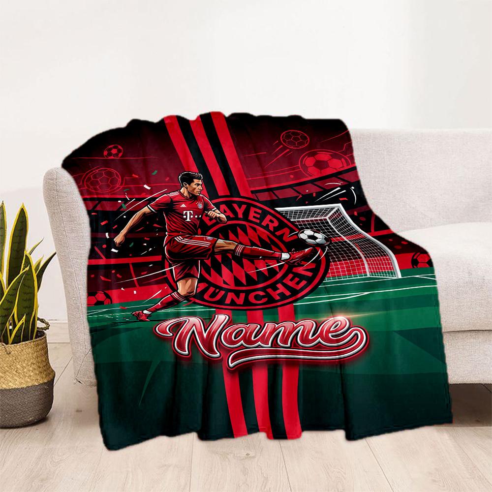 Bayern Munich Soccer Poster Personalized Name Blanket Lightweight Personalized Blanket Ultra-Soft Versatile for Bedding Seaside Bed Sofa