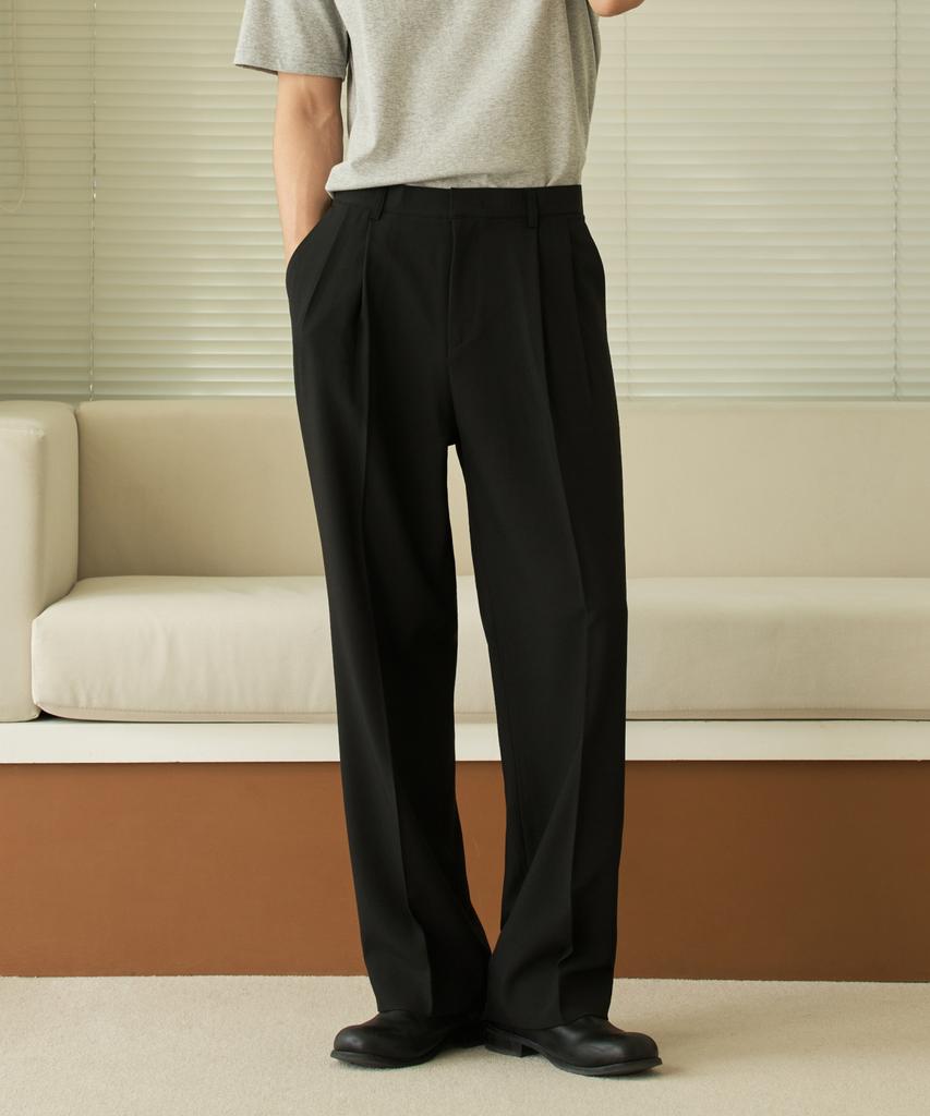 HYOJI Double-Pleat Semi-Wide Slacks (All Seasons, Summer - 8 Colors) (Type B)