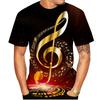 Summer Fashion 3D Piano Note Printed T-shirts Cool and Trendy Fashion Round Neck Short Sleeved Men's T-shirts