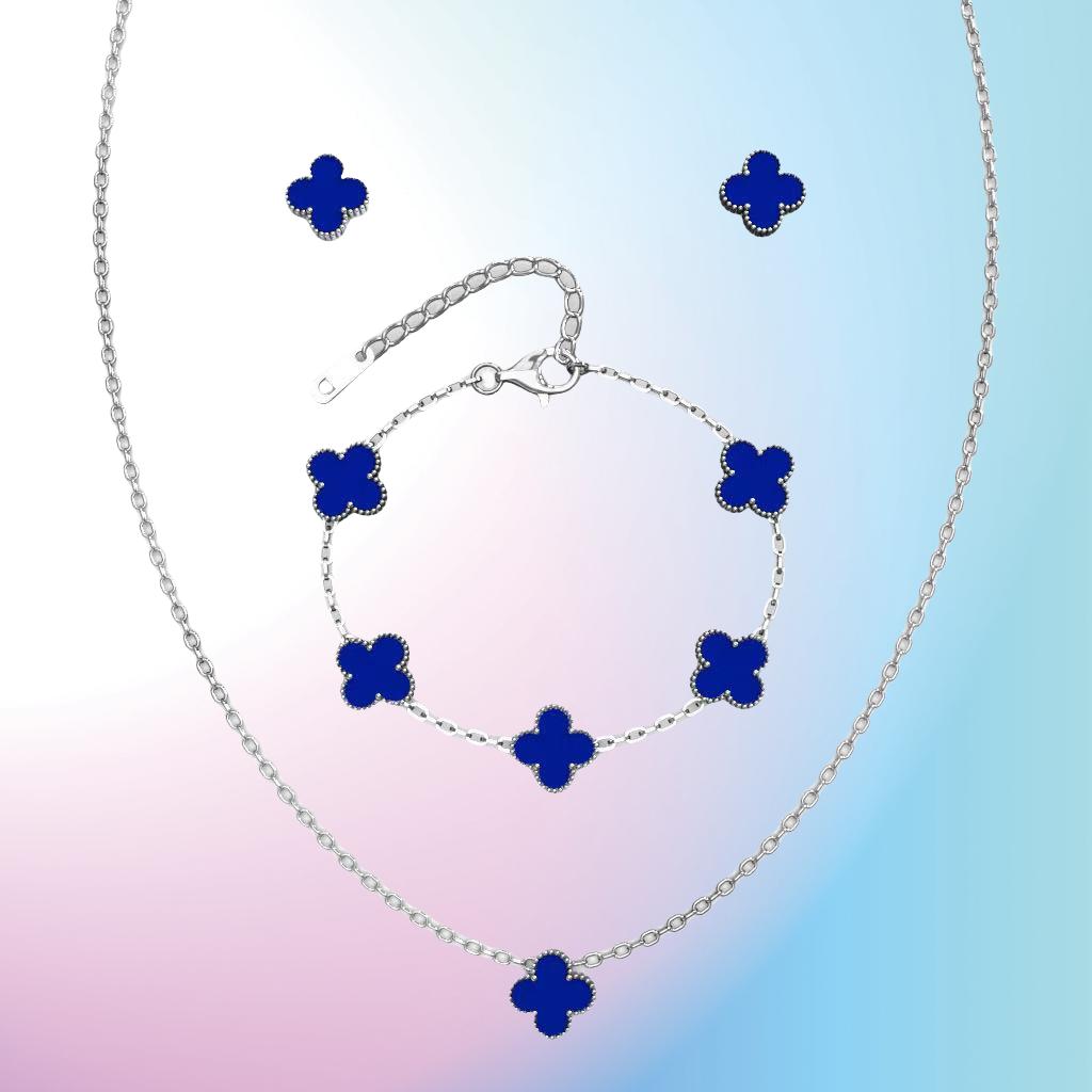 3 шт. универсальный комплект из нержавеющей стали с клевером, женский комплект ожерелья, браслета для ушей, персонализированных аксессуаров