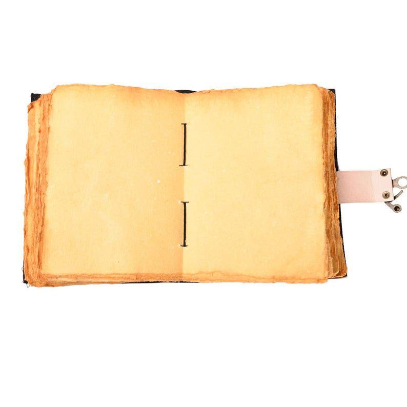 Кожаный журнал - Бумага ручной работы с рваным краем, кожаный журнал в форме полумесяца, журналы ручной работы, книги ручной работы