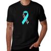 Turquoise and Zebra Print Awareness Ribbon (Dysautonomia and EDS) T-Shirt T Shirts for Man Pack White T-Shirt