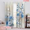 2 шт., шторы с принтом 2D, узор «Гармония голубого цветения», универсальные, 100% полиэстер (без стержня) Универсальный Все Идеально для