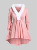 Rosegal Plus Size Faux-fur Trim Textured High Low Knitwear