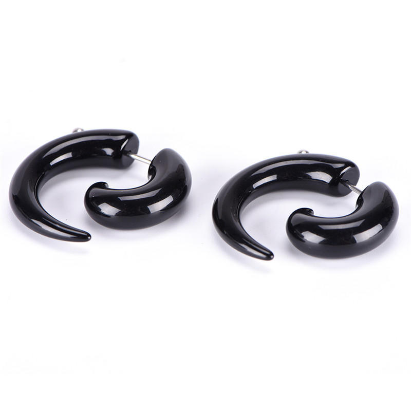 Готические женские и мужские панк-черные акриловые серьги-гвоздики в форме улитки, ювелирные изделия для пирсинга ушей