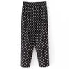 Summer Women Harem Pants Casual High Waist Pants Printed Elastic Waist Middle Mom's  Straight Leg Pants