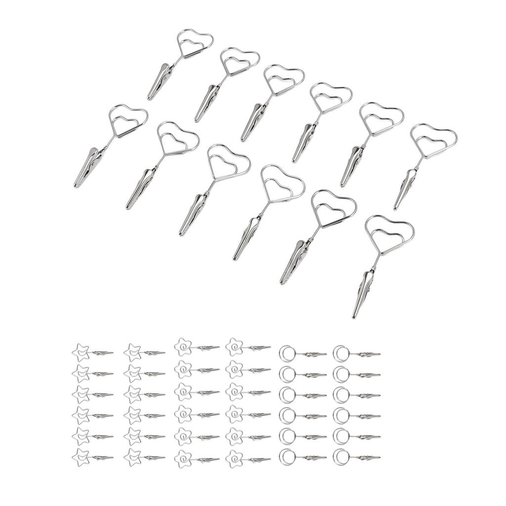 12pcs 2.8in Double Headed Memo Clip Metal Card Holder Wire Photo Clamp for Hanging Photo Display