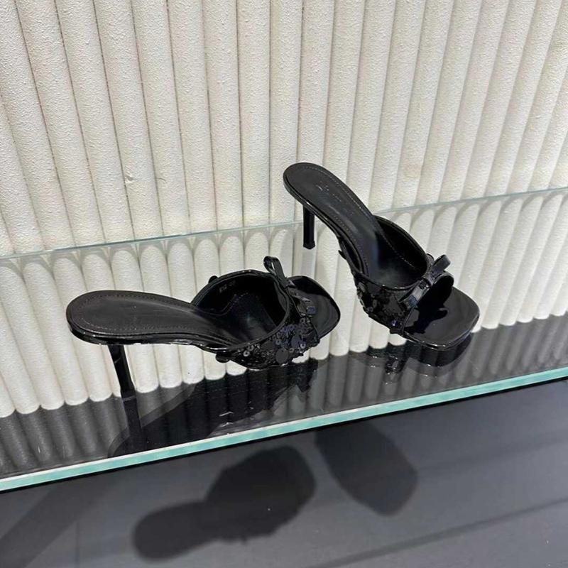 Модельер, летние женские тапочки, модные шлепанцы без шнуровки с узлом-бабочкой, уличное платье, сандалии на высоком каблуке