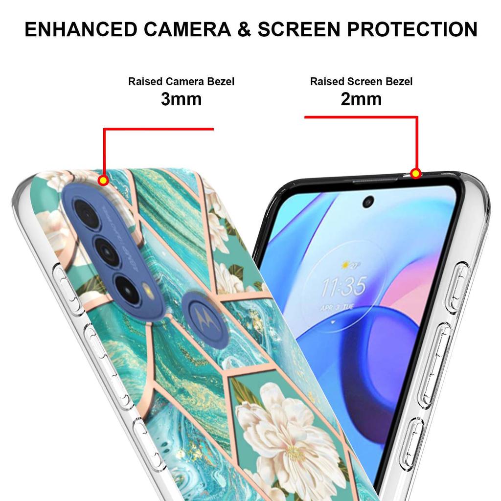Ультратонкий чехол для телефона IMD с золотой каймой и мраморным цветком для Motorola Moto E20, E30, E40, G31, G41, G50, G51, G71, G10, G20, G30, G40, G60...