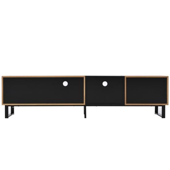 TV Media Cabinet with Open Shelves 2 Doors Metal Legs Space Stand Saving Strong Load-bearing Color Blocking Living Room Furniture Console